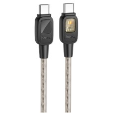 Кабель HOCO U124 Stone silicone intelligent power-off Type-C to Type-C 60W 3A 1.2m Black