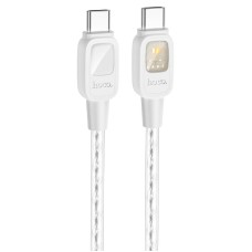 Кабель HOCO U124 Stone silicone intelligent power-off Type-C to Type-C 60W 3A 1.2m Grey