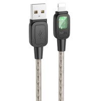 PD Кабель HOCO U124 Stone PD silicone intelligent power-off charging data cable USB Lightning 1,2m Black