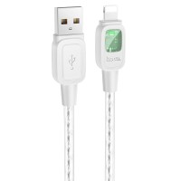 PD Кабель HOCO U124 Stone PD silicone intelligent power-off charging data cable USB Lightning 1,2m Grey