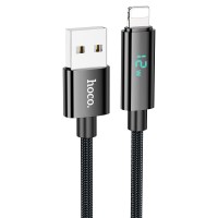 Кабель HOCO U125 Benefit charging data cable with display USB iP Lightning 1,2m. Black