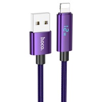 Кабель HOCO U125 Benefit charging data cable with display USB iP Lightning 1,2m. Purple
