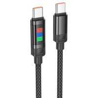Кабель HOCO U126 Lantern charging data cable Type-C to Type-C 100W 5A 1.2m Black