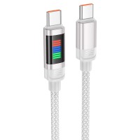 Кабель HOCO U126 Lantern charging data cable Type-C to Type-C 100W 5A 1.2m Grey