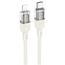 PD Кабель HOCO U129 Spirit transparent charging data cable Type-C Lightning 1,2m. Beige