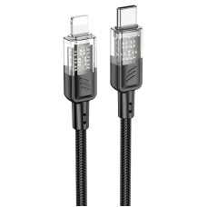 PD Кабель HOCO U129 Spirit transparent charging data cable Type-C Lightning 1,2m. Black