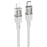 PD Кабель HOCO U129 Spirit transparent charging data cable Type-C Lightning 1,2m. Gray