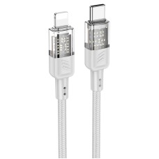 PD Кабель HOCO U129 Spirit transparent charging data cable Type-C Lightning 1,2m. Gray