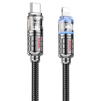 PD Кабель HOCO U122 Lantern Transparent Discovery Edition charging data cable Type-C Lightning 1,2m. Black