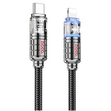 PD Кабель HOCO U122 Lantern Transparent Discovery Edition charging data cable Type-C Lightning 1,2m. Black