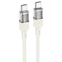Кабель HOCO U129 Spirit transparent charging data cable Type-C to Type-C 60W 3A 1.2m Beige