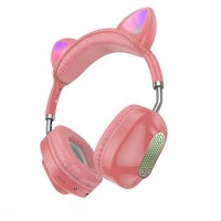 Бездротові Bluetooth навушники HOCO ESD13 Skill cat ear headphones BT 5.3 Pink