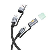 Кабель PD Hoco U138 All-in-one charging data cable USB / Type-C to Type-C / cigarette lighter U138 1.2m PD60W 3A Black