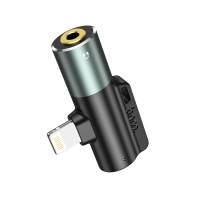 Кабель перехідник Adapter Hoco LS32 digital 3.5 audio converter for Lightning 2A Grey