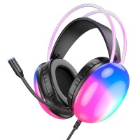 Дротові навушники HOCO W109 Rich gaming headphones RGB AUX+USB Black