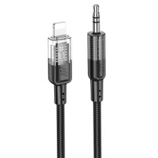 Кабель аудіоадаптер Hoco UPA27 Spirit transparent digital audio conversion cable AUX - iP Lightning Black