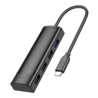 USB-Хаб HOCO HB41 Easy safety Adapter 4в1 Type-C to USB 3.0+3xUSB 2.0 0.2M Black