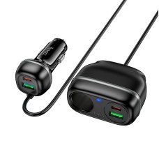 Автомобільний зарядний пристрій розгалужувач Hoco Z59A Rank Car charger 240W PD30W Black