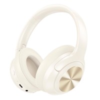 Бездротові навушники Bluetooth HOCO W54 Young headphones BT 5.4 ANC AUX USB-C 30h Milky white