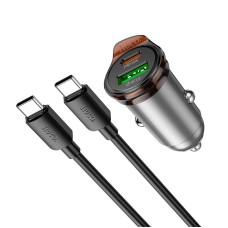 Автомобільний зарядний пристрій Hoco NZ16A Rigorous dual port Type-C set 3A 43W Metal-grey