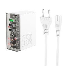 Мережевий зарядний пристрій HOCO N36 Fuerza six-port charger 3USB/3Type-C 65W/3A PD/QC transparent-black