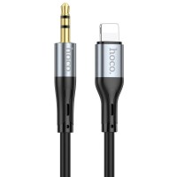 Кабель аудіоадаптер Hoco UPA22 silicone digital audio conversion cable AUX - Lightning 1m Black