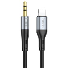 Кабель аудіоадаптер Hoco UPA22 silicone digital audio conversion cable AUX - Lightning 1m Black