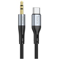 Кабель аудіоадаптер Hoco UPA22 silicone digital audio conversion cable AUX - Type-C 1m Black