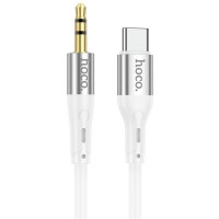 Кабель аудіоадаптер Hoco UPA22 silicone digital audio conversion cable AUX - Type-C 1m White