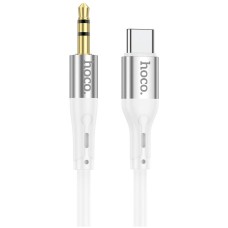Кабель аудіоадаптер Hoco UPA22 silicone digital audio conversion cable AUX - Type-C 1m White
