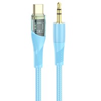 Кабель аудіоадаптер Hoco UPA25 Transparent Discovery Edition Digital audio conversion cable AUX - Type-C 1M Blue