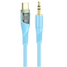 Кабель аудіоадаптер Hoco UPA25 Transparent Discovery Edition Digital audio conversion cable AUX - Type-C 1M Blue