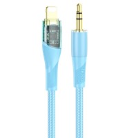 Кабель аудіоадаптер Hoco UPA25 Transparent Discovery Edition Digital audio conversion cable AUX - iP Lightning 1M Blue