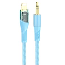 Кабель аудіоадаптер Hoco UPA25 Transparent Discovery Edition Digital audio conversion cable AUX - iP Lightning 1M Blue