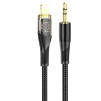 Кабель аудіоадаптер Hoco UPA25 Transparent Discovery Edition Digital audio conversion cable AUX - iP Lightning 1M Black
