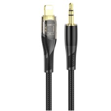 Кабель аудіоадаптер Hoco UPA25 Transparent Discovery Edition Digital audio conversion cable AUX - iP Lightning 1M Black