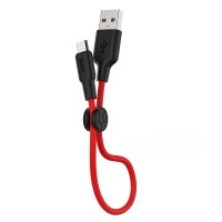 Кабель HOCO X21 Plus Silicone USB MicroUSB 2,4A / 0,25m. Black / Red