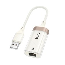 Мережевий адаптер HOCO UA41 Crystal ethernet adapter USB to RJ45 100 Mbps 0.145m White-gold