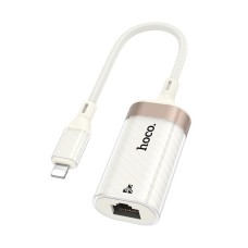 Мережевий адаптер HOCO UA41A Crystal ethernet адаптер Lightning to RJ45 100 Mbps 0.145m White-gold