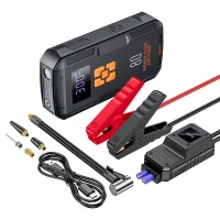 Пусковий зарядний пристрій бустер-компресор Hoco QS2 2in1 Portable Smart Jump Starter Air Pump 600A 8000mAh Black