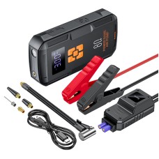 Пусковий зарядний пристрій бустер-компресор Hoco QS2 2in1 Portable Smart Jump Starter Air Pump 600A 8000mAh Black