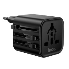 Мережевий адаптер перехідник для розеток HOCO AC29 Changer Universal conversion plug 1000W Black