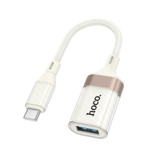 Перехідник HOCO UA39A Crystal Type-C male to USB female 2.0 adapter 5GMbps 0.125m White-gold