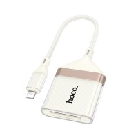 Кардрідер HOCO UA40 Crystal 2в1 card reader OTG Lightning White-gold