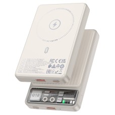 Повербанк портативний акумулятор Power Bank Hoco Q18 Tourer MagSafe магнітний 22.5W 10000 mAh Milky white