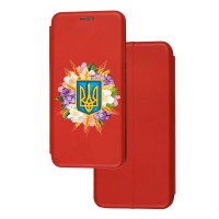 Чохол-книжка Samsung Galaxy A04s (A047) з малюнком червона Герб у квітах