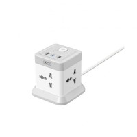 Мережевий перехідник XO WL20 (EU) 20W fast charging square socket 4AC jack+USB-A+1USB-C Сіро білий