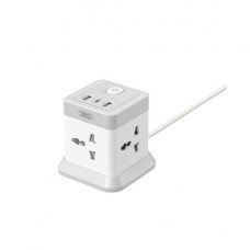 Мережевий перехідник XO WL20 (EU) 20W fast charging square socket 4AC jack+USB-A+1USB-C Сіро білий