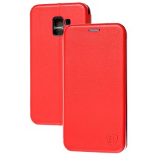 Чохол книжка Premium для Samsung Galaxy A8+ 2018 (A730) червоний