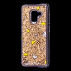 Чохол для Samsung Galaxy A8 2018 (A530) вода золотистий "корона та діамант"
